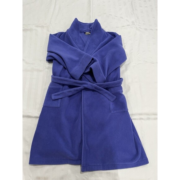 L.L. Bean Other - EUC LL Bean Fleece Robe Kids Small 8 Blue Long Sleeve Pockets Wrap Sash 212316